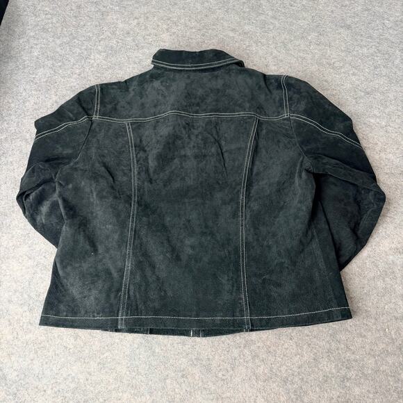 Live a Little Black Suede Leather Biker Jacket Classic Women's Full Zip Size XL - Picture 2 of 9